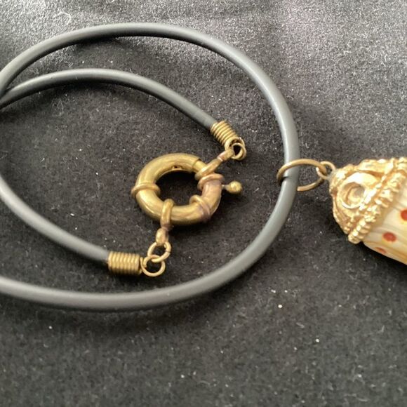 OOAK handmade necklace faux ivory pendant. J0033 - Picture 6 of 6